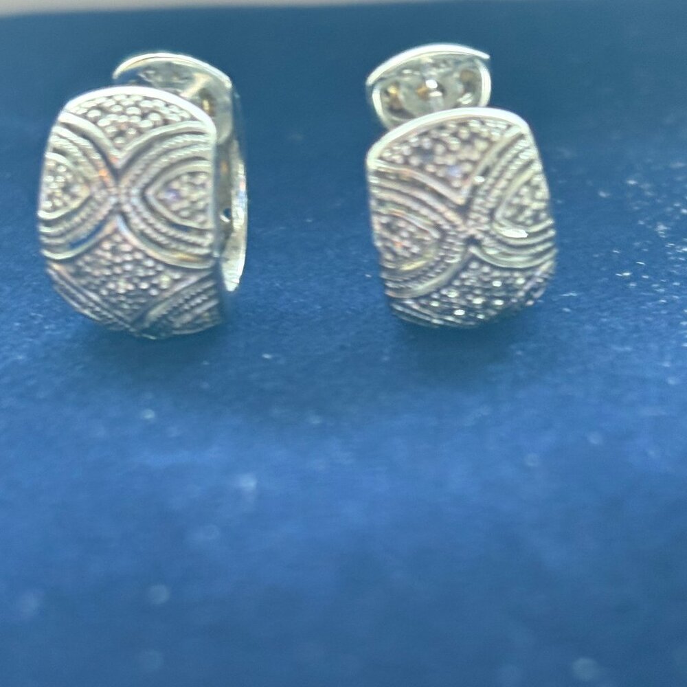 Sterling silver and diamond huggies